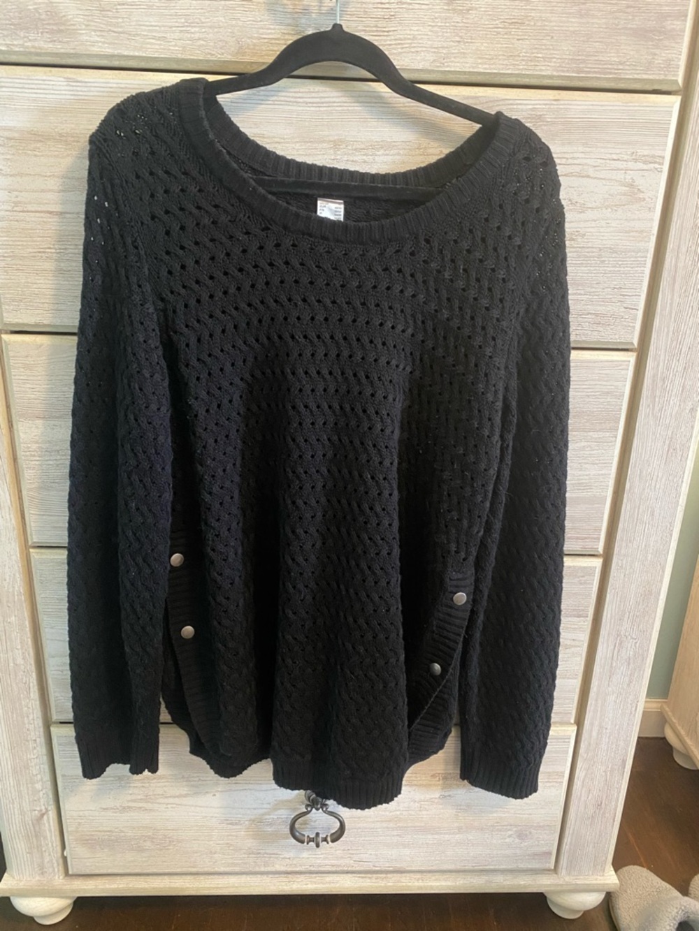 Venus Classic Black Knit Sweater with Button Details - Women